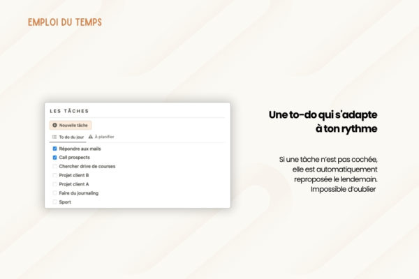 Emploi du temps et to do list