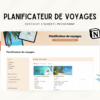 Template Notion Planificateur de voyages – organise facilement tes vacances avec un tableau de bord centralisé, la gestion des réservations, des to-do, du budget, de la valise, des bonnes adresses et du programme jour par jour.